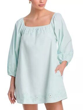 325$ Ciao Lucia Louise Floral Embroidered Eyelet Mini Dress Size L Baby Blue